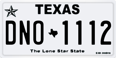 TX license plate DNO1112