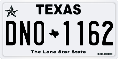 TX license plate DNO1162