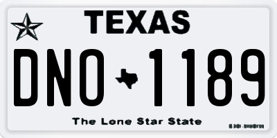 TX license plate DNO1189