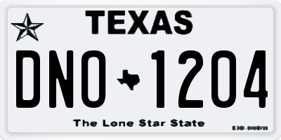 TX license plate DNO1204