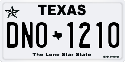 TX license plate DNO1210