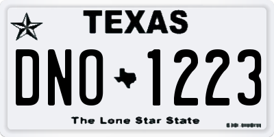 TX license plate DNO1223