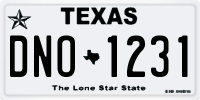 TX license plate DNO1231