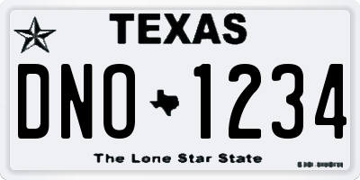 TX license plate DNO1234