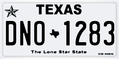 TX license plate DNO1283