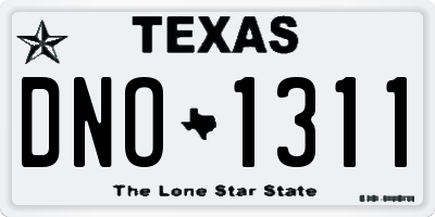 TX license plate DNO1311