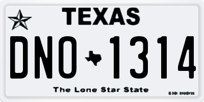 TX license plate DNO1314
