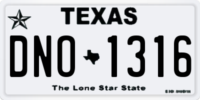 TX license plate DNO1316