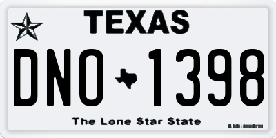 TX license plate DNO1398