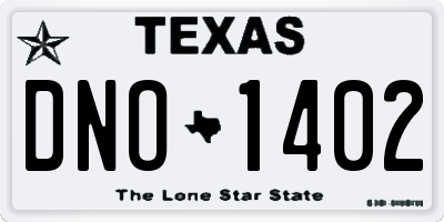 TX license plate DNO1402