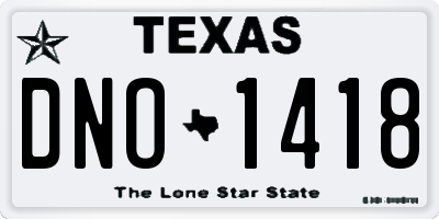 TX license plate DNO1418