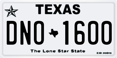 TX license plate DNO1600