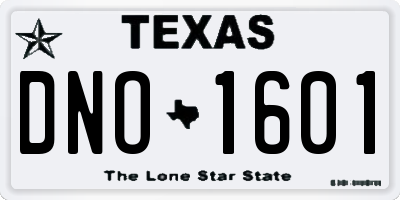 TX license plate DNO1601