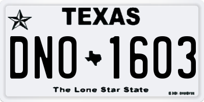 TX license plate DNO1603