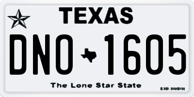 TX license plate DNO1605