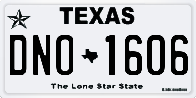 TX license plate DNO1606