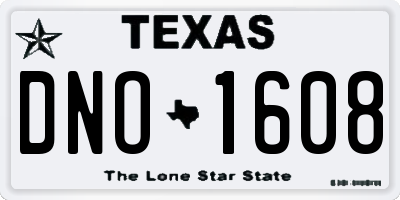 TX license plate DNO1608