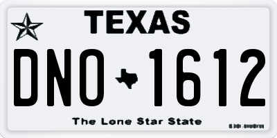 TX license plate DNO1612