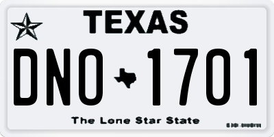 TX license plate DNO1701