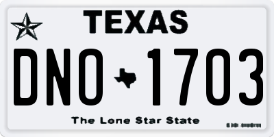 TX license plate DNO1703