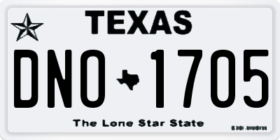 TX license plate DNO1705