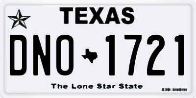 TX license plate DNO1721