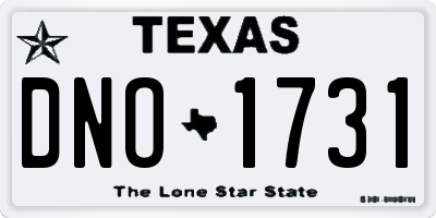 TX license plate DNO1731