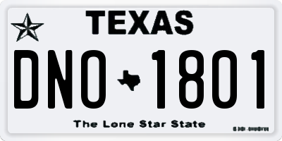 TX license plate DNO1801