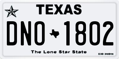 TX license plate DNO1802