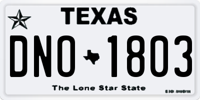 TX license plate DNO1803