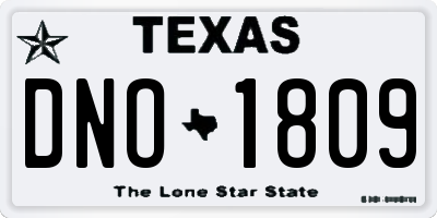 TX license plate DNO1809