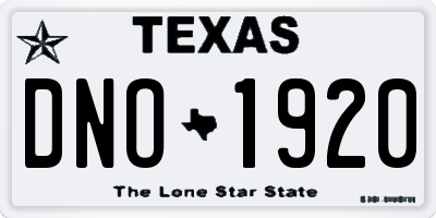 TX license plate DNO1920