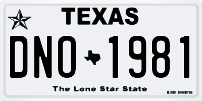 TX license plate DNO1981