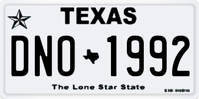 TX license plate DNO1992