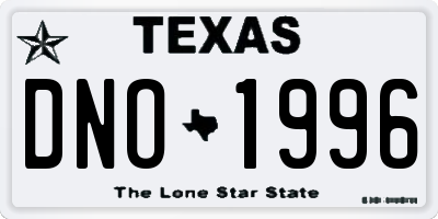 TX license plate DNO1996