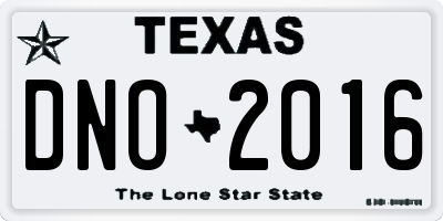 TX license plate DNO2016