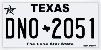 TX license plate DNO2051