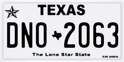 TX license plate DNO2063