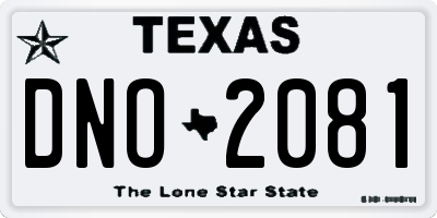 TX license plate DNO2081