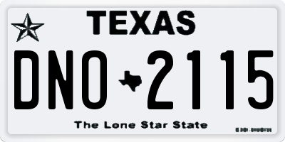 TX license plate DNO2115