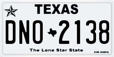 TX license plate DNO2138