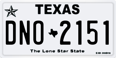 TX license plate DNO2151