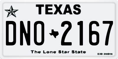 TX license plate DNO2167