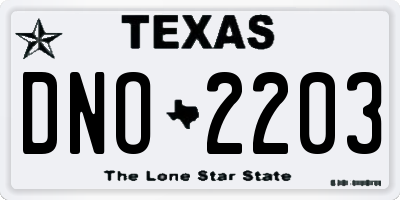 TX license plate DNO2203