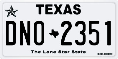 TX license plate DNO2351