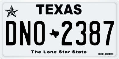 TX license plate DNO2387
