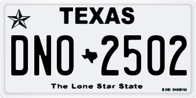 TX license plate DNO2502
