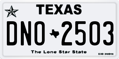 TX license plate DNO2503