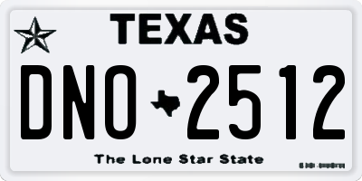 TX license plate DNO2512