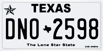 TX license plate DNO2598